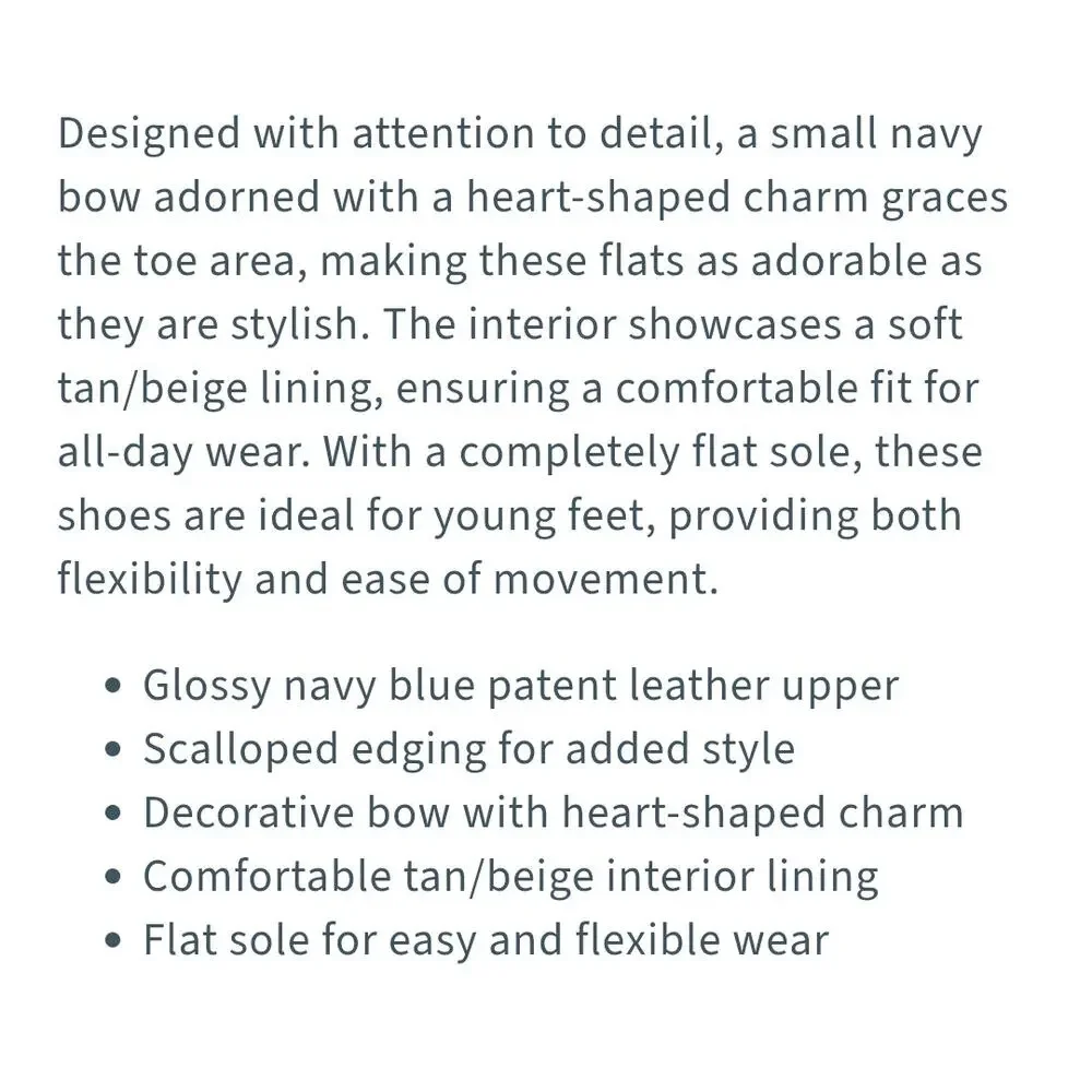Elephantito Scalloped ballerina flats navy blue patent leather sz 3 Big girl $85